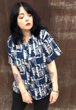 VINTAGE 90'S GEOMETRIC PRINT BLOUSE