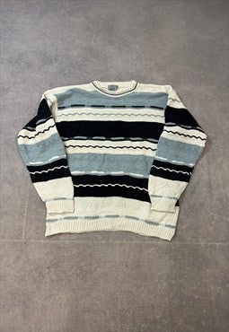 Vintage Knitted Jumper Abstract 3D Patterned Knit Sweater