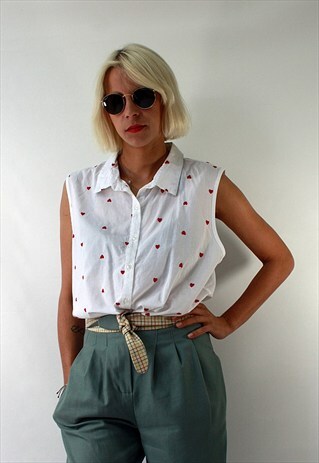 VINTAGE 80'S TIE FRONT BLOUSE IN WHITE