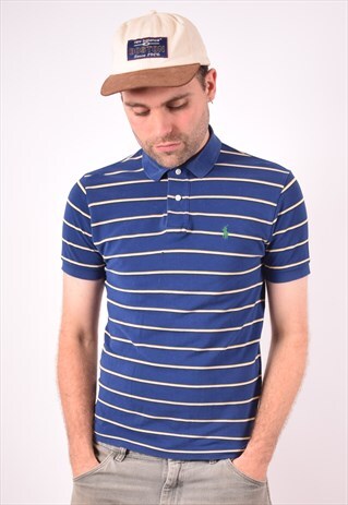 POLO RALPH LAUREN MENS VINTAGE POLO SHIRT SMALL BLUE 90S