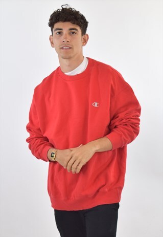 VINTAGE 90S RED CHAMPION CREW NECK SWEATSHIRT