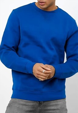 54 Floral Premium Blank Jumper Sweater - Cobalt Blue 