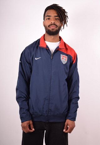 NIKE MENS VINTAGE US SOCCER TRACKSUIT TOP JACKET XL NAVY 90S