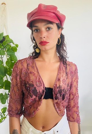 EMBELLISHED FLORAL LACE COVER UP