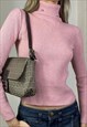 Vintage Y2k Ralph Lauren Ribbed Knitted Polo Neck Jumper