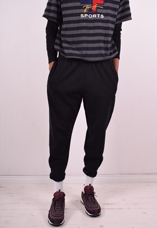 FILA MENS VINTAGE TRACKSUIT TROUSERS W38 L30 BLACK 90S
