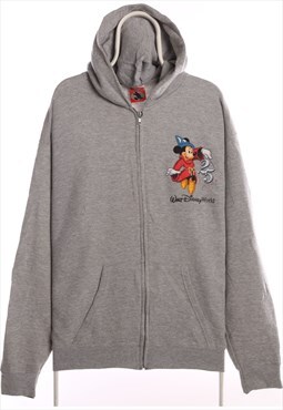Vintage 90's Disney Hoodie Mickey Mouse Full Zip Up Grey