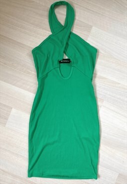 Y2K Green Halter Neck Mini Dress