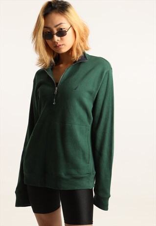 VINTAGE NAUTICA EMBROIDERED LOGO 1/4 ZIP SWEATSHIRT