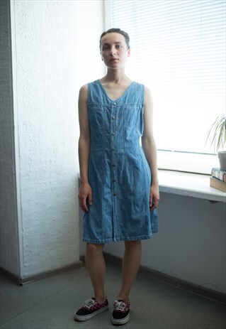 VINTAGE 90'S MINI BLUE DENIM DRESS