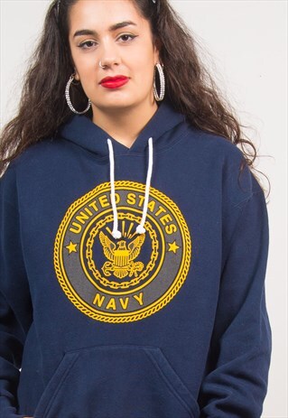 VINTAGE 90'S UNITED STATES NAVY HOODIE SWEATSHIRT