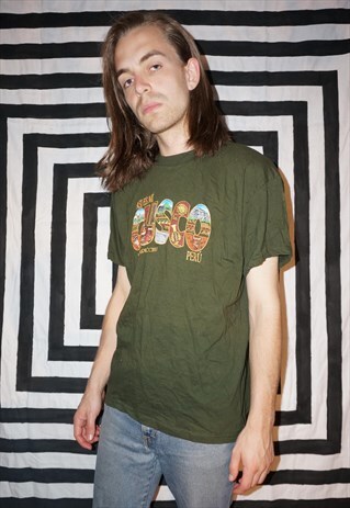 VINTAGE 90'S GREEN MACHU PICCHU T SHIRT