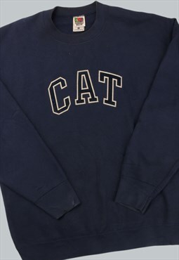 Vintage  Unknown Sweatshirt Cat Blue Large
