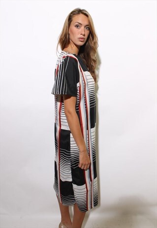 VINTAGE 1980'S 80'S OMBRE STRIPE OVERSIZE NYLON DRESS OS