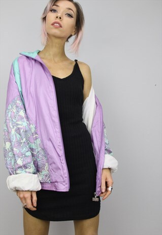 VINTAGE 80S/90S OVERSIZED COLOURFUL PATTERNED SHELL JACKET