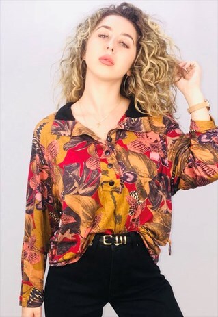 VINTAGE OVERSIZED PATTERN PULLOVER TOP