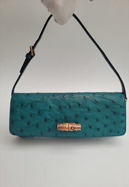 Bamboo Vintage Turquoise Leather Shoulder Bag