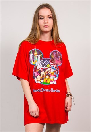 DISNEY WORLD RED OVERSIZED T-SHIRT