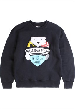Vintage 90's Gildan Sweatshirt Polar Bear Olympics Black