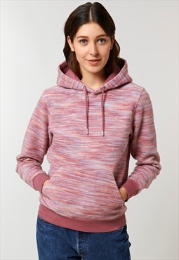 Women's Fleck Pattern Texture Pullover Hoody - Pink/Cream