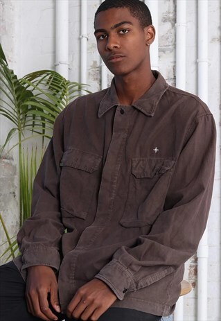 VINTAGE STONE ISLAND LOGO SHIRT BROWN