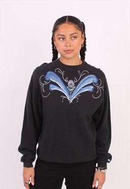 Women's Vintage Champion Black Custom Painted Sweatshirt 