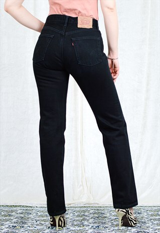 LEVIS 517 BLACK JEANS W30 L32 VINTAGE DENIM PANTS BUTTON FLY