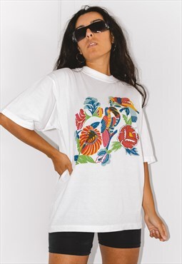 Vintage 80s Birds Graphic Printed Animal Tshirt