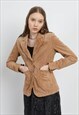 Vintage Y2k Fitted Button Up Brown Suede Women Jacket XS