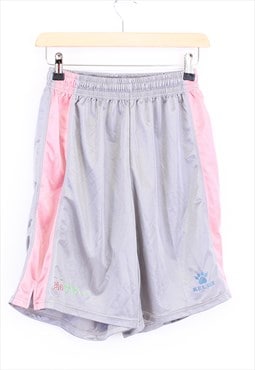 Vintage Sports Shorts Grey Pink Colour Block With Print 