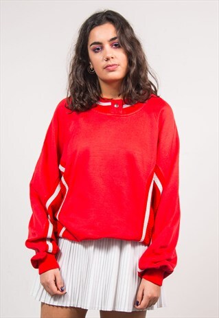 90'S VINTAGE RED PUMA BUTTON SWEATSHIRT