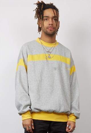 VINTAGE 80'S ADIDAS GREY/YELLOW SWEATSHIRT