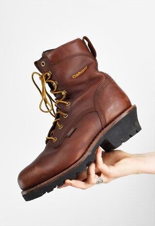 VINTAGE CARHARTT MEN'S 3938 STEEL TOE LOGGER/LINEMAN BOOT