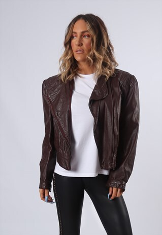 LEATHER FITTED BOMBER JACKET 80'S (GFBH)