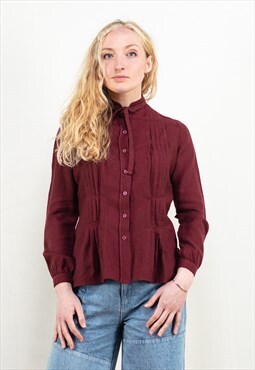 Vintage 70s VALENTINO MISS V Wool Blouse in Red