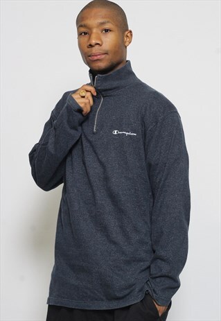 VINTAGE CHAMPION 1/4 ZIP SWEATSHIRT BLUE