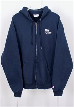 Champion Zipped Hoodie in Navy colour, My Gym, Vintage.