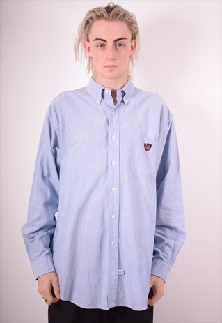 RALPH LAUREN MENS VINTAGE SHIRT LARGE BLUE 90S