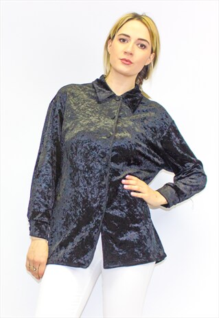 VINTAGE 90'S BLACK VELVET SHIRT