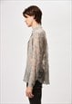 LIGHT GREY EMBROIDERED TULLE SHIRT