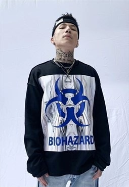 Loose fit oversize raw utility bio hazard raver sweatshirt 