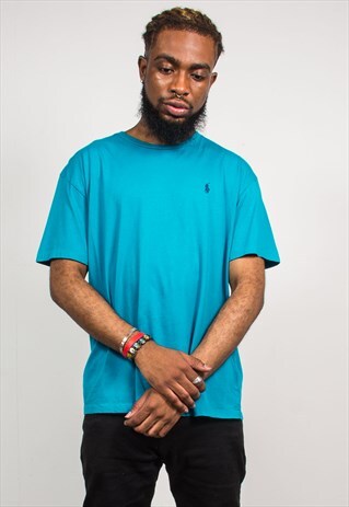POLO RALPH LAUREN VINTAGE 90'S TEAL BLUE T-SHIRT