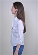 NOTE EMBROIDERY WHITE SHORT SLEEVE SUMMER BLOUSE, SIZE M