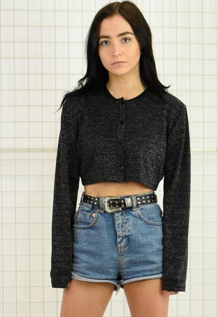 SPARKLY CROPPED BOTTON UP TOP