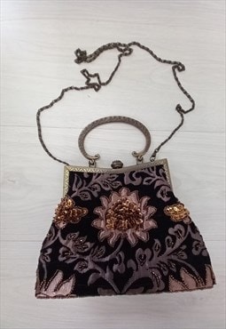 60's Vintage Leko Bag Black Multi Beaded Sequin