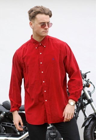 RALPH LAUREN USA LUST RED NEEDLE CORDUROY SHIRT
