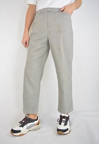 VINTAGE MULTICOLOUR CHECKERED STRAIGHT TROUSERS