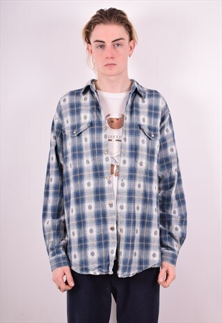 MENS VINTAGE SHIRT LARGE BLUE 90S