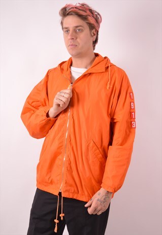 SCHOTT MENS VINTAGE RAIN JACKET LARGE ORANGE 90S