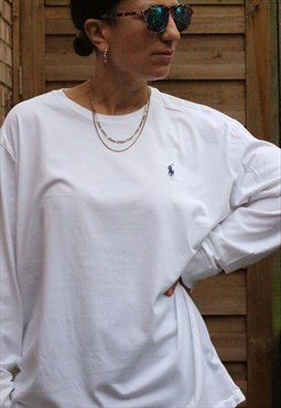 Vintage Y2K Ralph Lauren long sleeved t shirt in white